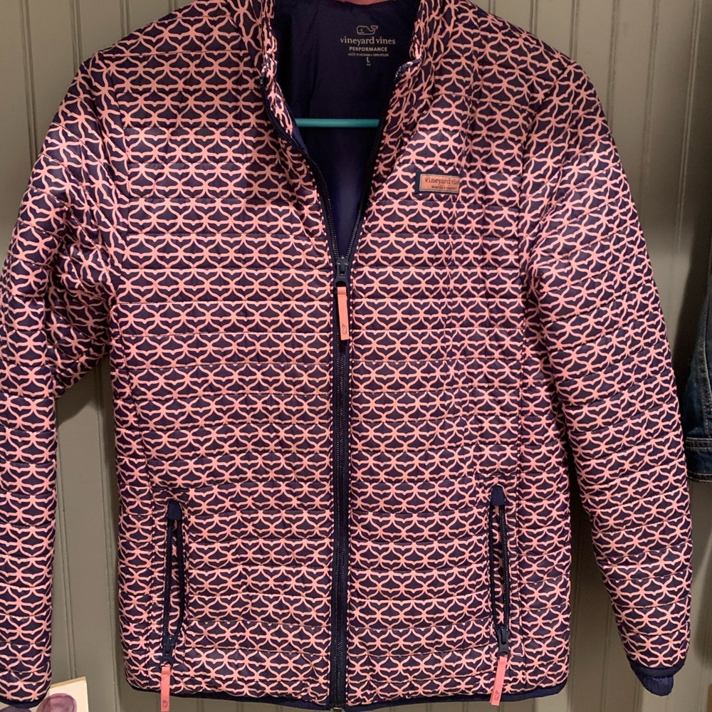 Vineyard vines jacket  girls large  pink and blue